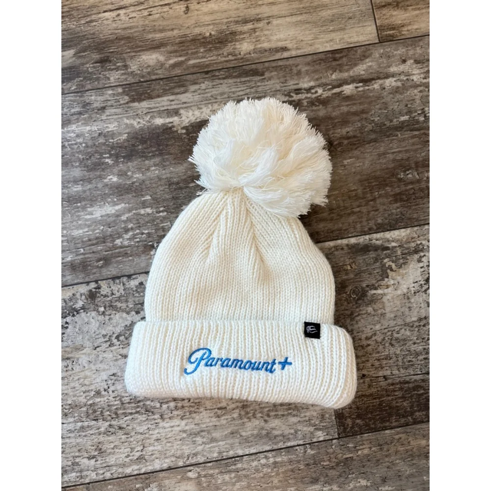Outdoor Cap White Paramount+ Pom Beanie One Size